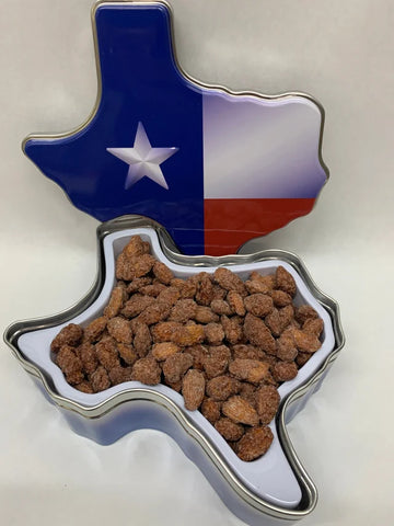 Texas Flag Gift Tin With Cinnamon Roasted Nuts 12oz.