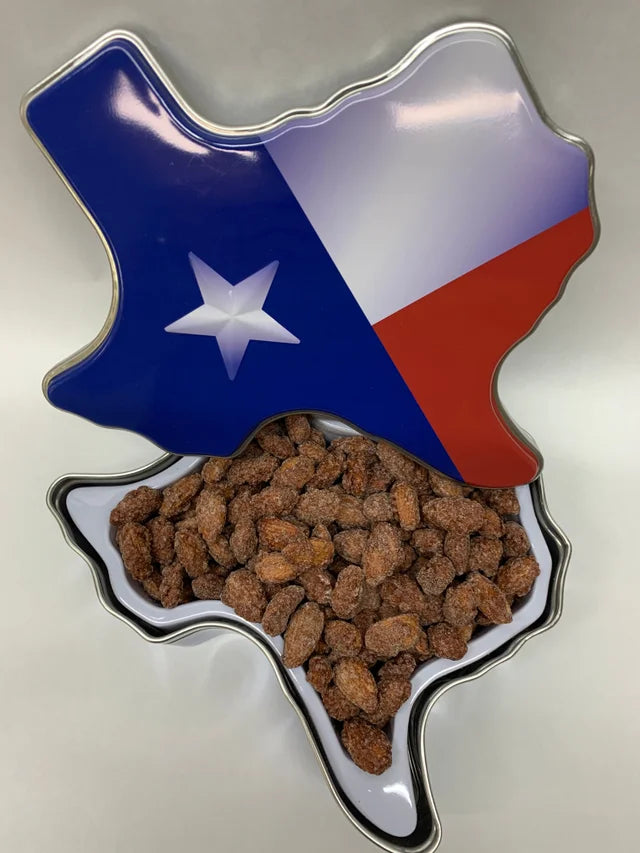 Texas Flag Gift Tin With Cinnamon Roasted Nuts 12oz.